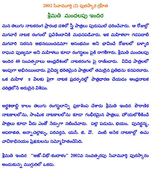 Text about Mandalapu Indira