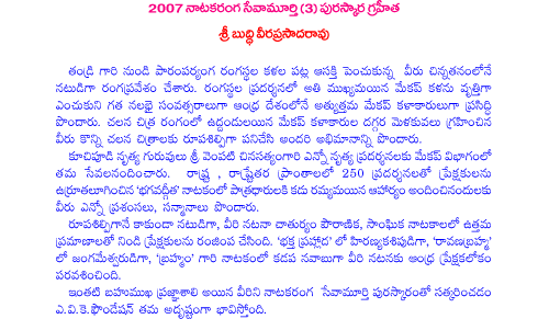 Text about Buddhi Veera Prasadarao